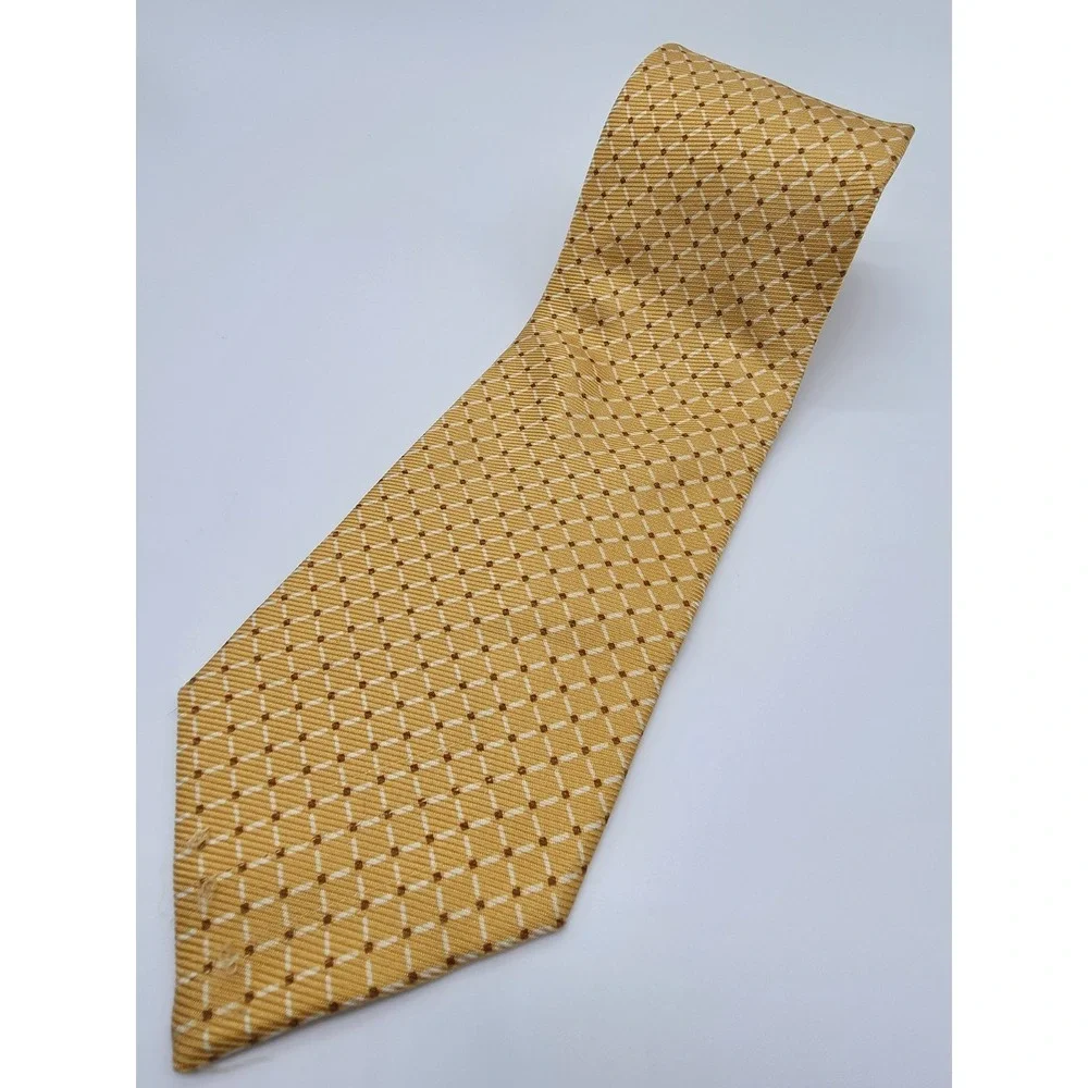 VTG Brooks Brothers Geometric Orange White 100% Silk Tie 57